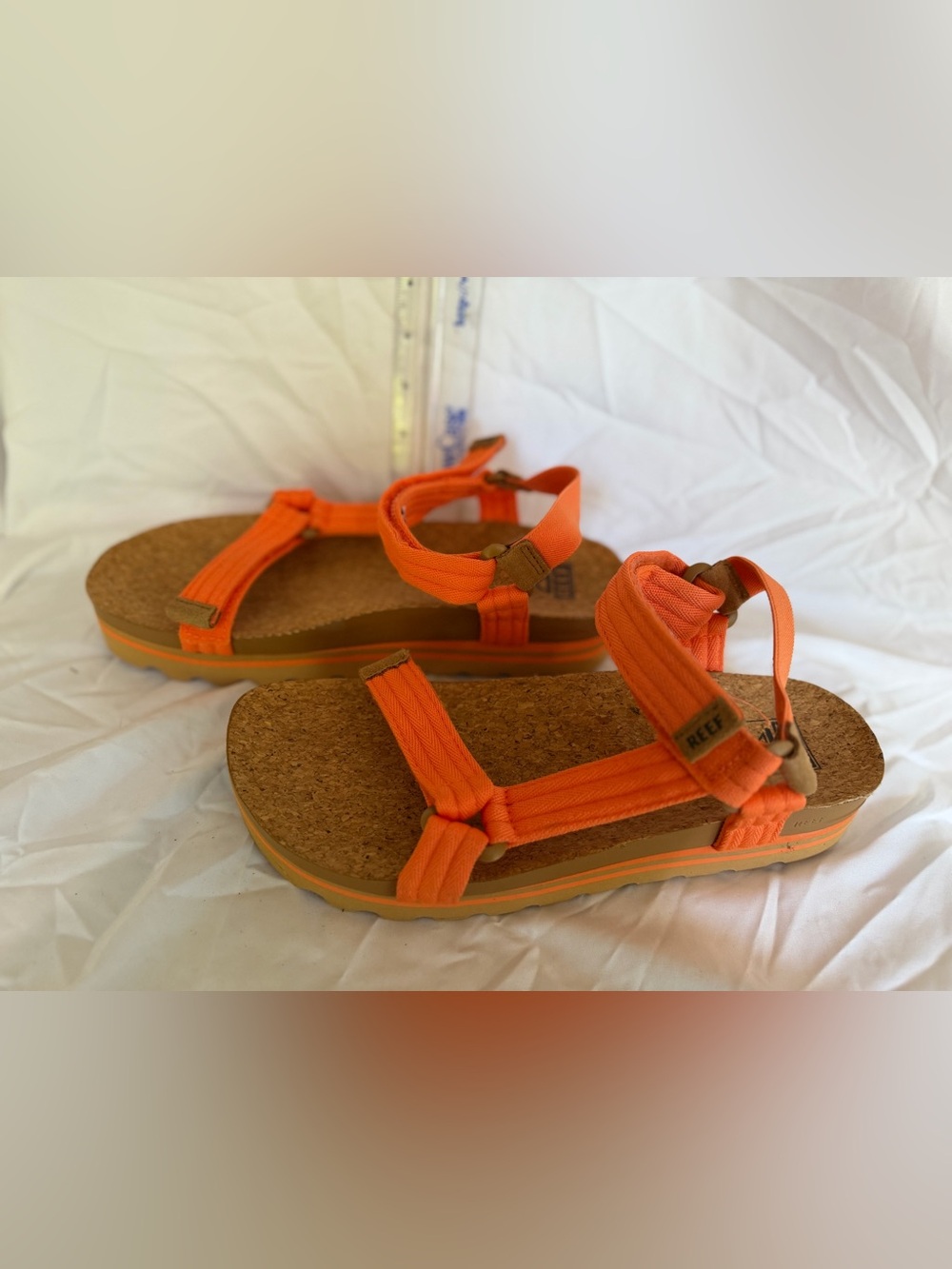 Reef Women’s Bright Orange Cork-Style Footbed Platform Sandals